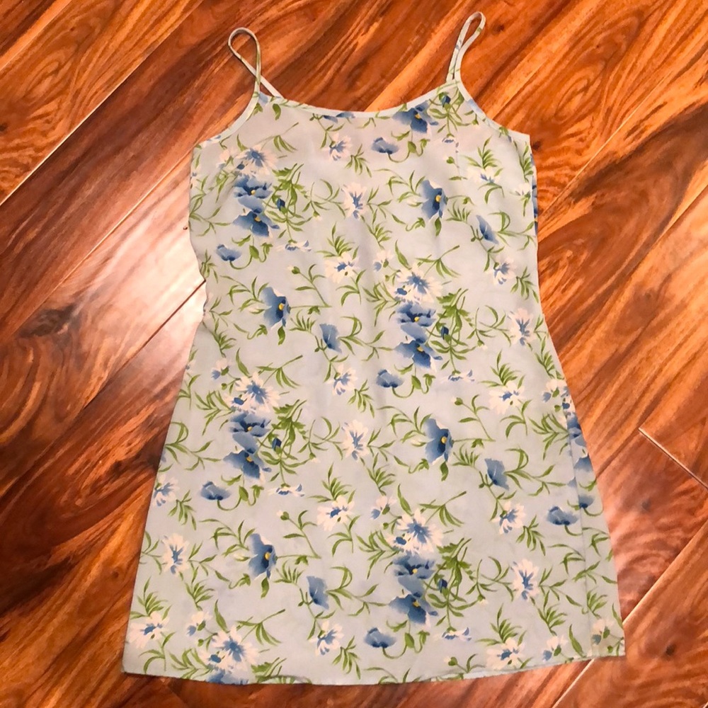 💚Blue floral dress, small